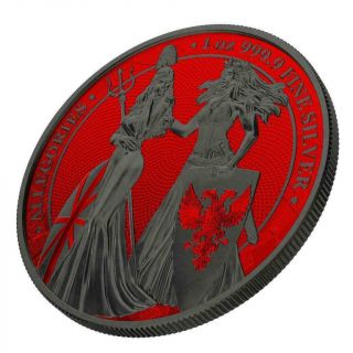 Germania 2019 5 Mark Britannia Space Red And Ruthenium 1 Oz 999 Silver Coin