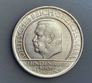 Germany - Weimar Republic 3 Reichsmark 1929 D Km 63 Axf