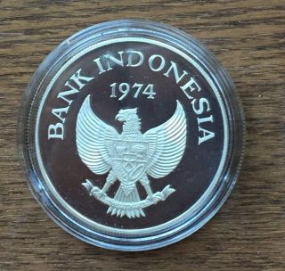 G606 INDONESIA 1974 5000 RUPIAH SILVER PROOF COIN - ORANGUTAN CONSERVATION COIN 2