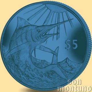 2017 Blue Marlin - Titanium Coin With - British Virgin Islands 5 Dollars