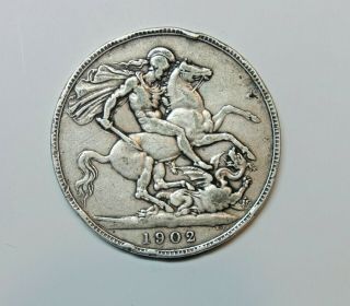 Great Britain : Crown 1902.  0.  925 Silver.  Edward V11.  Km 803