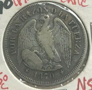 1870 Chile 50 Centavos - Silver