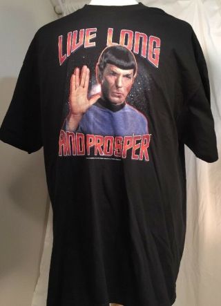 Star Trek T - Shirt Spock Live Long And Prosper Black 2xl 100 Cotton