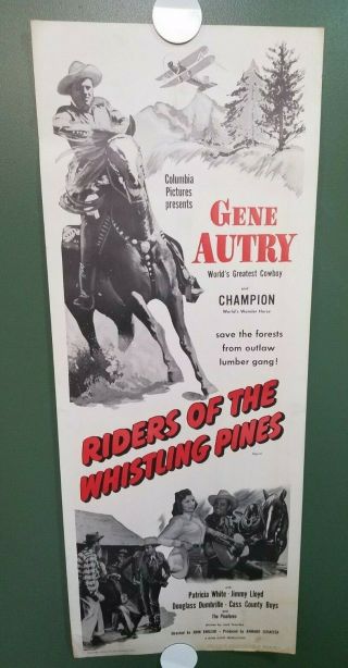 R1954 Riders Of The Whistling Pines Insert Poster Gene Autry Western