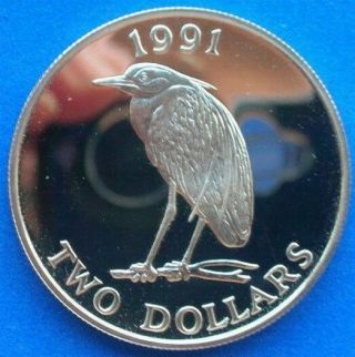 Bermuda 1991 Bird 2 Dollars Silver Coin,  Proof