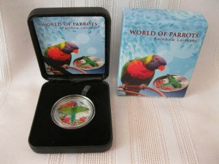 2015 Cook Islands World Of Parrots Rainbow Lorikeet 3 - D Sterling Proof $5 Coin