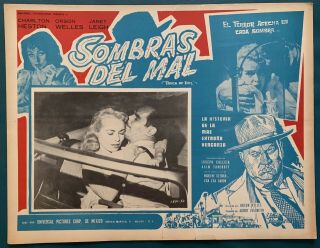 Touch Of Evil Charlton Heston Janet Leigh Orson Welles Mexican Lobby Card 1958