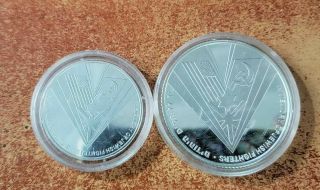 2 Israel Silver Coins 1 And 2 Sheqel 1995 Victory Over Nazi Germany,  43.  2g
