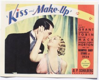 Vintage 1934 (adolph Zukor,  Cary Grant) Kiss And Make - Up Lobby Card