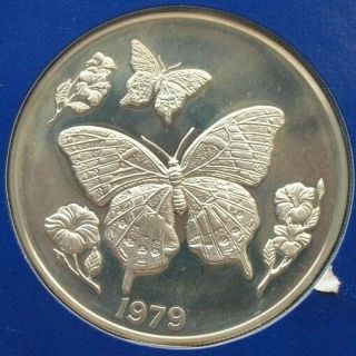 Jamaica 1979 Butterfly 10 Dollars 1.  27oz Silver Coin