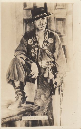 Rppc Douglas Fairbanks Movie Star In Elaborate Swashbuckling Costume C1925