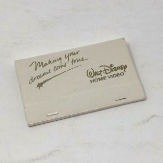 Walt Disney Home Video Promotional Matchbook White Silver Lettering Vhs Promo Nm