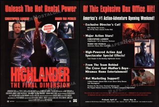 Highlander 3: The Final Dimension_orig 1995 Trade Print Ad_christopher Lambert