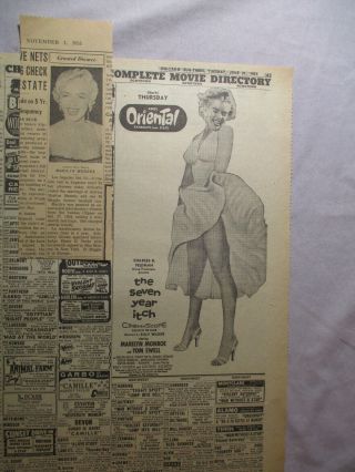 1955 Chicago Sun Times Newspaper Ad The Seven Year Itch Marilyn Monroe