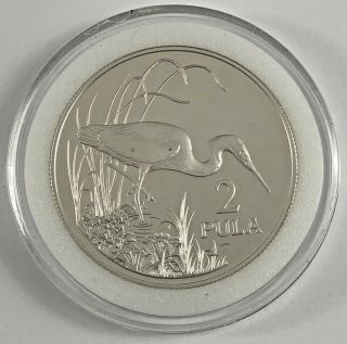 1986 Botswana Ipelegeng 2 Pula Heron Bird Silver Proof Coin
