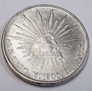 1900 Mexico One Un Peso Silver Libertad Republic Mexicana Collector Coin Mx0021