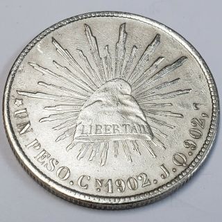 1902 Mexico One Un Peso Silver Libertad Republic Mexicana Collector Coin Mx0218