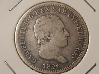 Italy Sardinia Silver 2 Lire 1826 P Anchor
