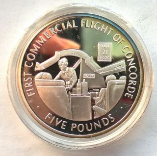 Gibraltar 2006 First Commercial Flight Of Concordes 5 Pounds Silver Coin,  Proof