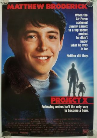 Vintage 1987 Project X One Sheet Rolled Poster Matthew Broderick