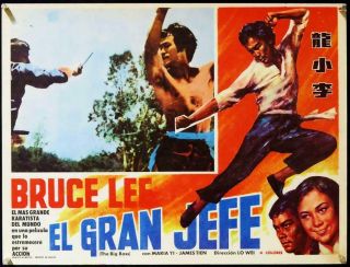 L269 Fists Of Fury Mexican Lobby Card 1973 Great Close Up Of Bruce Lee