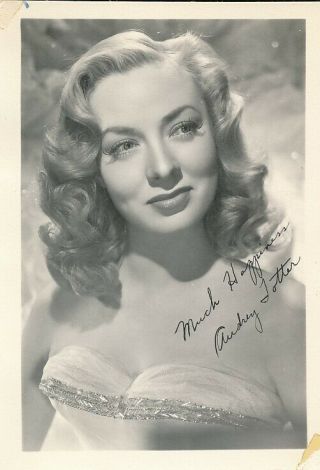Audrey Totter Vintage 1940s Mgm Studio " Signed " Dbw Portrait Photo