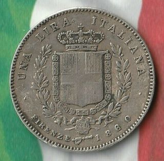 1860 United Provinces Of Central Italy - Firenze State (florence) - 1 Lira - 90 Ag