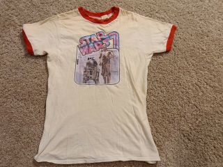 Vtg 1977 Star Wars Iron - On T - Shirt 70s Sci Fi Movie M