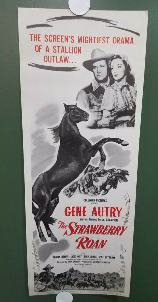 1954 The Strawberry Roan Insert Poster 14x36 Gene Autry Western Musical