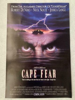 Cape Fear 11 " X17 " Promo Movie Poster 1991 Rare Martin Scorsese