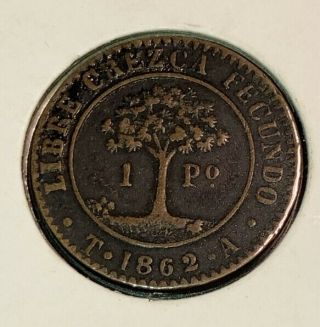 1862 Ta Honduras 1 Peso Ef Copper Private Estate Coin