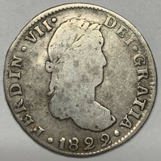1822 Mexico 2 Reales Vg Silver Coin Km 93.  3 War Of Independence Go Guanajuato