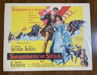 1962 Swordsman Of Siena 1/2 Sheet Movie Poster Stewart Granger Aa N930 Pa