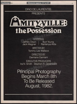 Amityville Ii: The Possession_orig.  1982 Trade Print Ad Promo / Poster_horror