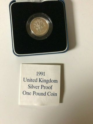 1991 United Kingdom Silver Proof One Pound Coin Great Britain