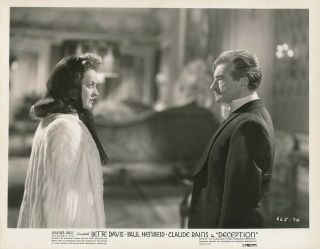 Bette Davis Claude Rains Vintage Deception Warner Bros Film Noir Photo