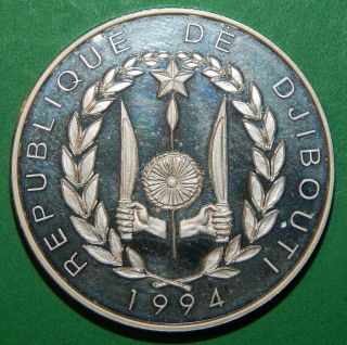 DJIBOUTI 1994 100 FRANCS 1994 Silver Proof,  Low Mintage 2
