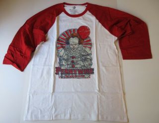 Loot Crate Dx It Pennywise Dancing Clown Raglan 3/4 Sleeve T - Shirt 2xl White Red