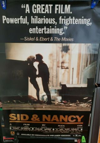 Sid And Nancy Movie Poster 1986 - Gary Oldman 26x39.  5 Gold Foil Letters
