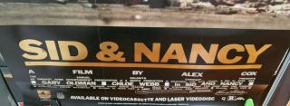 Sid and Nancy Movie Poster 1986 - Gary Oldman 26x39.  5 Gold Foil Letters 3