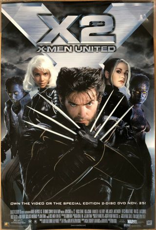 X2 X - Men 2 Dvd Movie Poster 1 Sided 27x40 Hugh Jackman Halle Berry