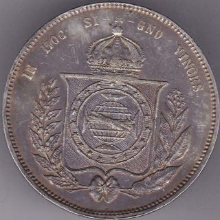 1863 Brazil 2000 Reis Silver Coin