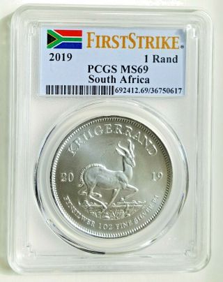 2019 1 Oz Silver Krugerrand Of South Africa - Pcgs Ms 69 - First Strike.