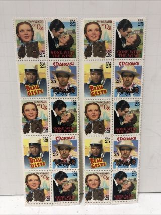 Us 20 Stamps Wizard Of Oz Judy Garland Gone With The Wind John Wayne