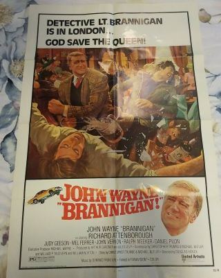 Brannigan Movie Poster (fine) One Sheet 1975 Folded John Wayne Daniel Pilon 4395