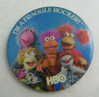{{ Hbo - Fraggle Rock - Jim Henson - Pin Back Button - Vintage Promo 3 "