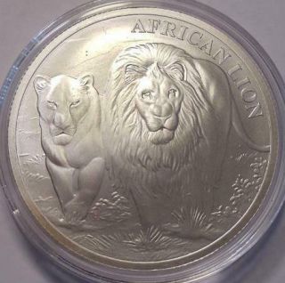 2016 Republic Of Congo 5,  000 Francs 1 Oz.  Silver African Lions Coin Bu 50k