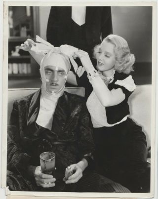 William Powell,  Jean Arthur 1936 8x10 Still Photo With Press Tag,  Date Stamp