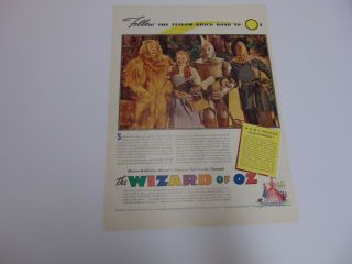 1939 The Wizard Of Oz Movie Trade Release Vintage Art Print Ad