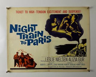Night Train To Paris Movie Poster (verygood, ) Half Sheet 1964 Leslie Nielsen 163